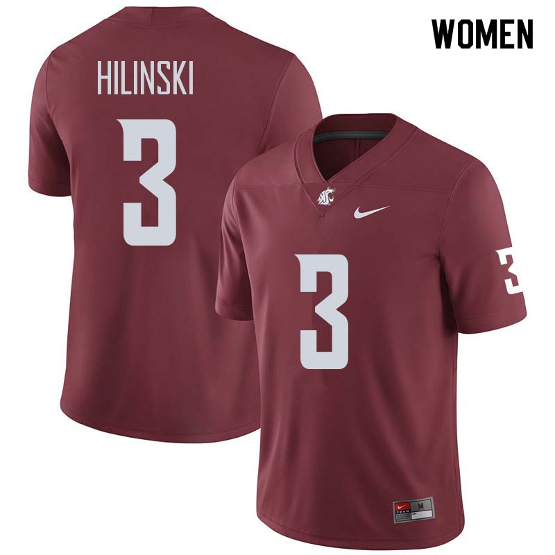 Women #3 Tyler Hilinski Washington State Cougars College Football Jerseys Sale-Crimson